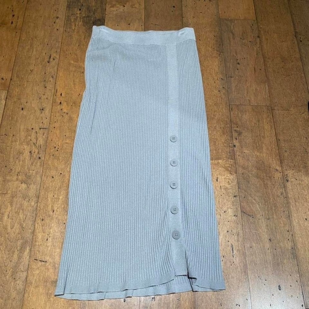 New York & Company Eva Mendes grey maxi skirt with button detail Size XS